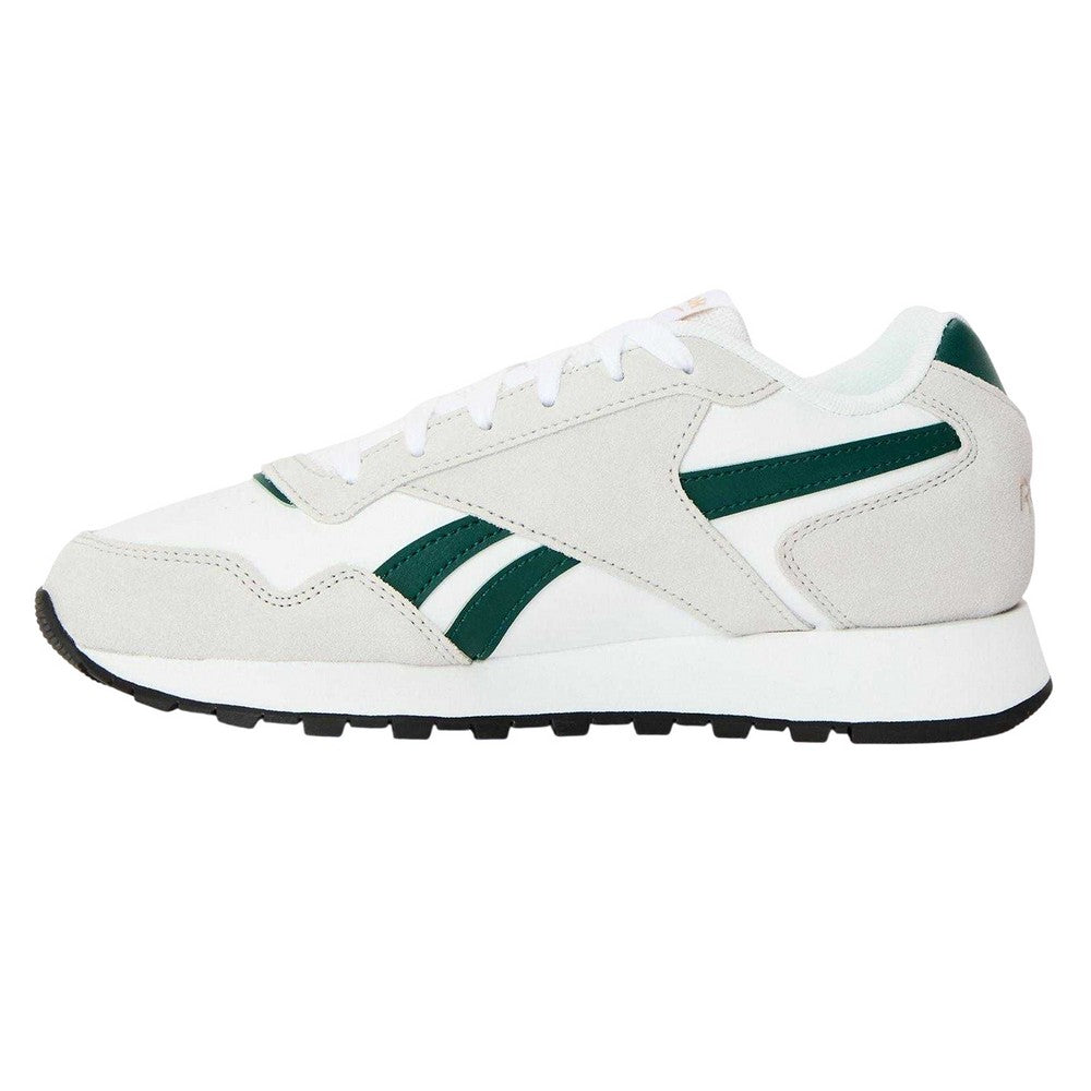 White-Green - Back - Reebok Mens Glide Leather Flat Trainers