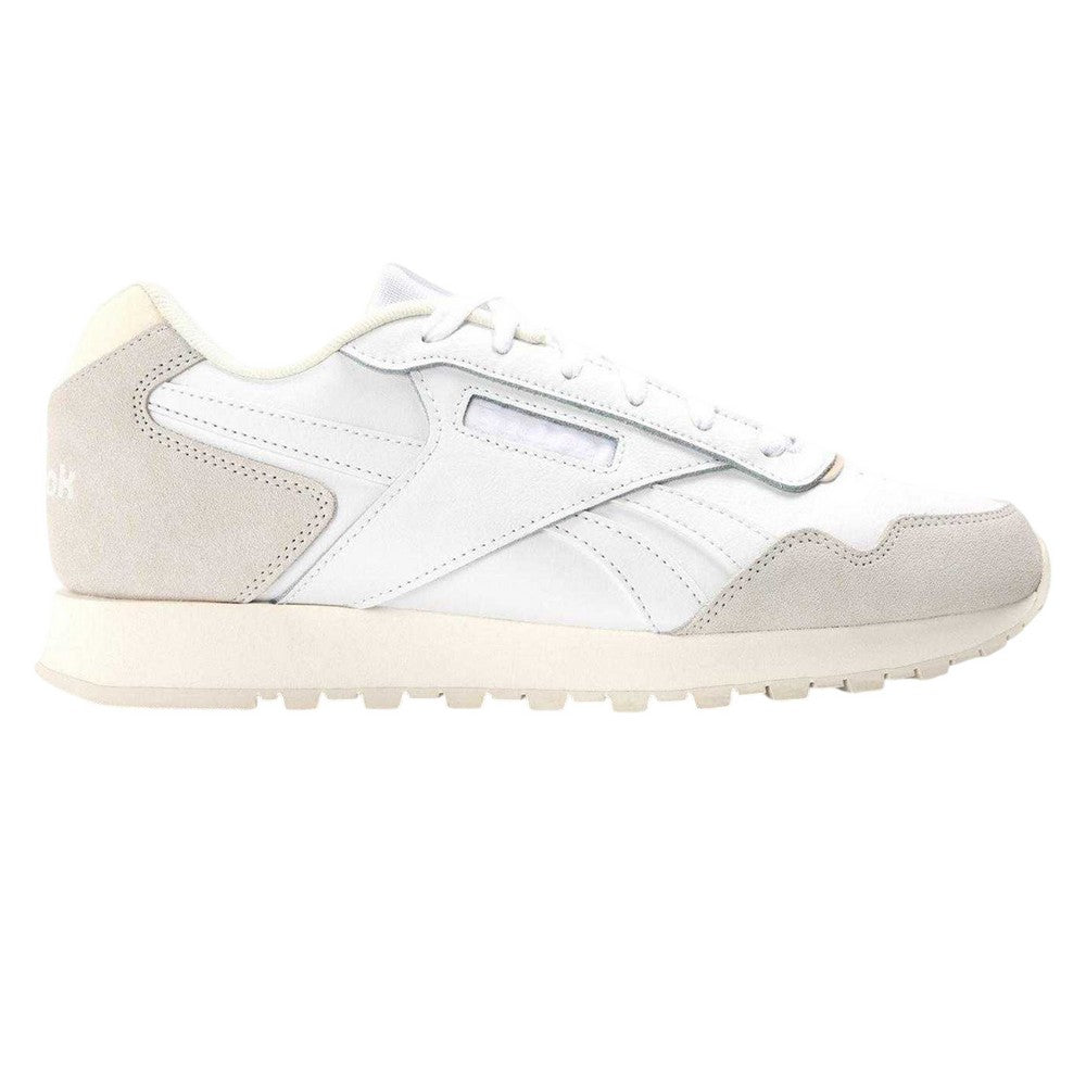 White-Grey - Front - Reebok Mens Glide Leather Flat Trainers