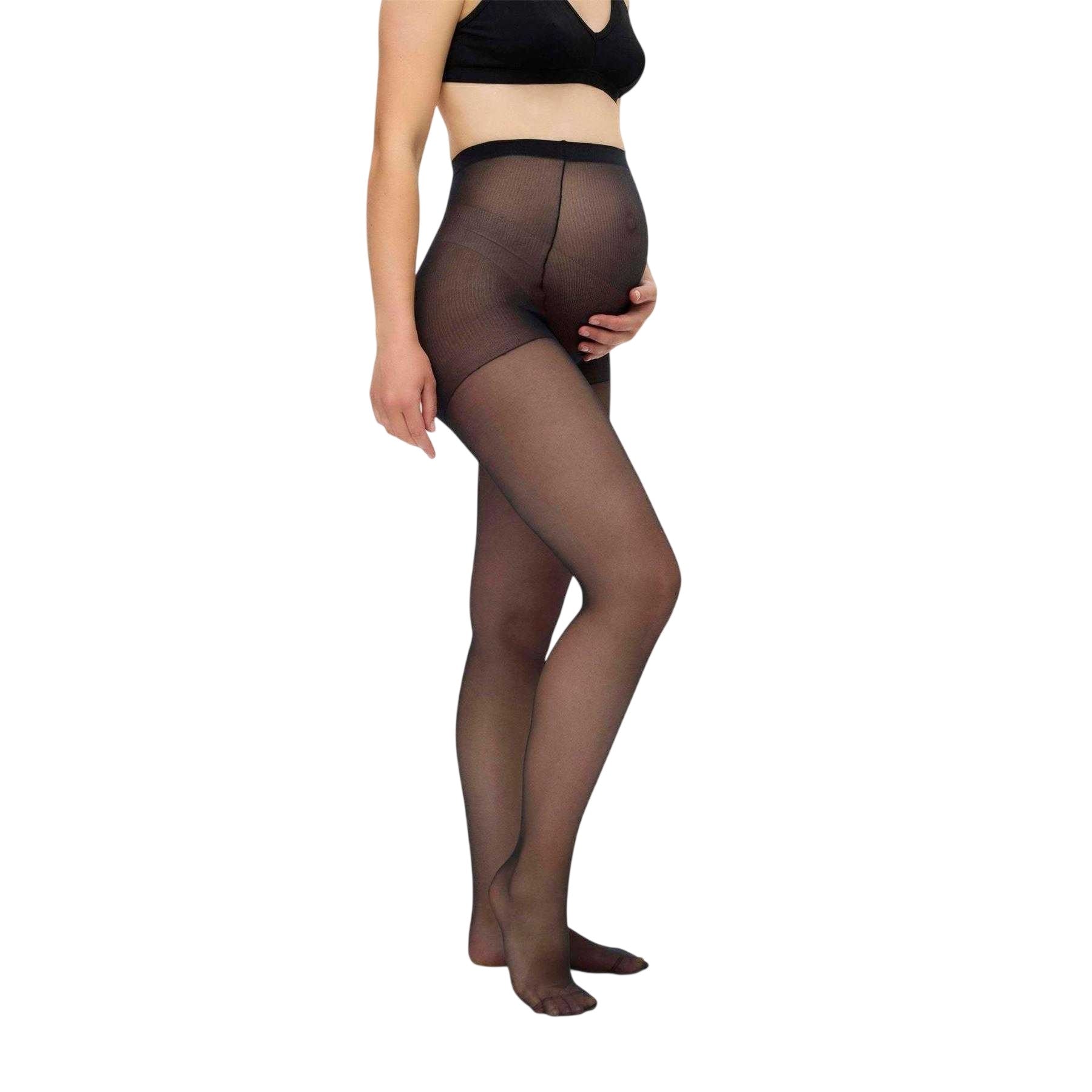 Black-Tan - Side - Mamalicious Womens-Ladies Sheer Maternity Tights (Pack of 2)