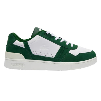 White-Green - Side - Lacoste Mens T-Clip Leather Trainers