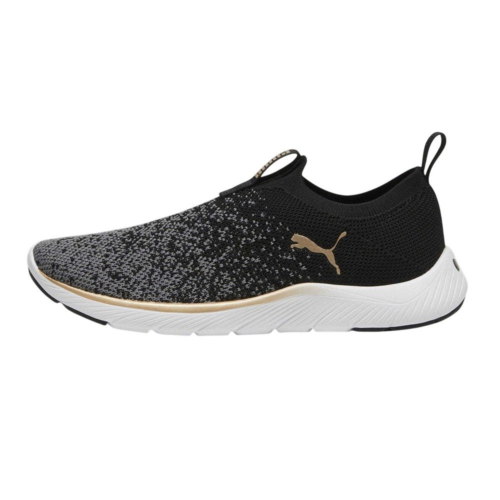 Black-White-Gold - Back - Puma Womens-Ladies Softride Remi Trainers