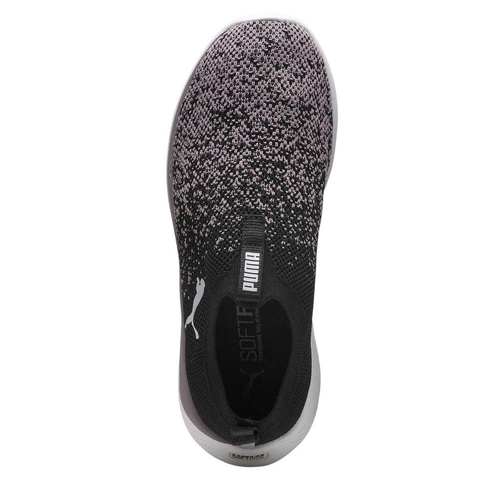 Black-White-Plum - Side - Puma Womens-Ladies Softride Remi Trainers