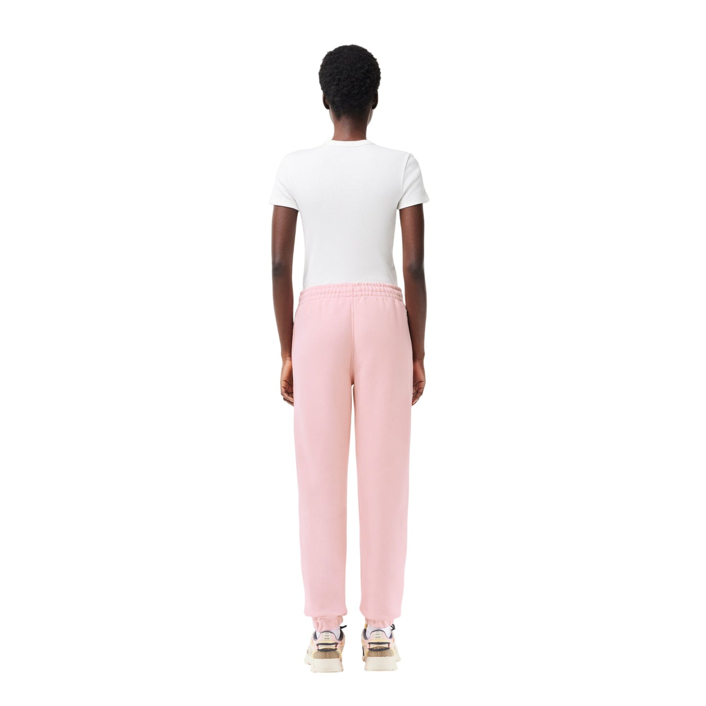 Pink - Back - Lacoste Womens-Ladies Plain Joggers