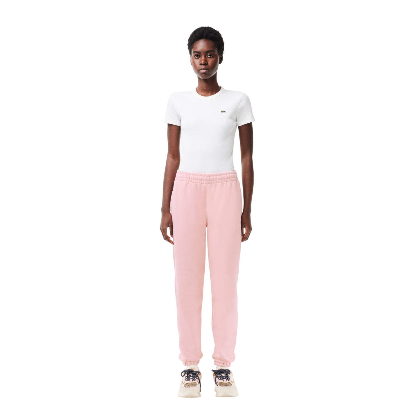 Pink - Side - Lacoste Womens-Ladies Plain Joggers