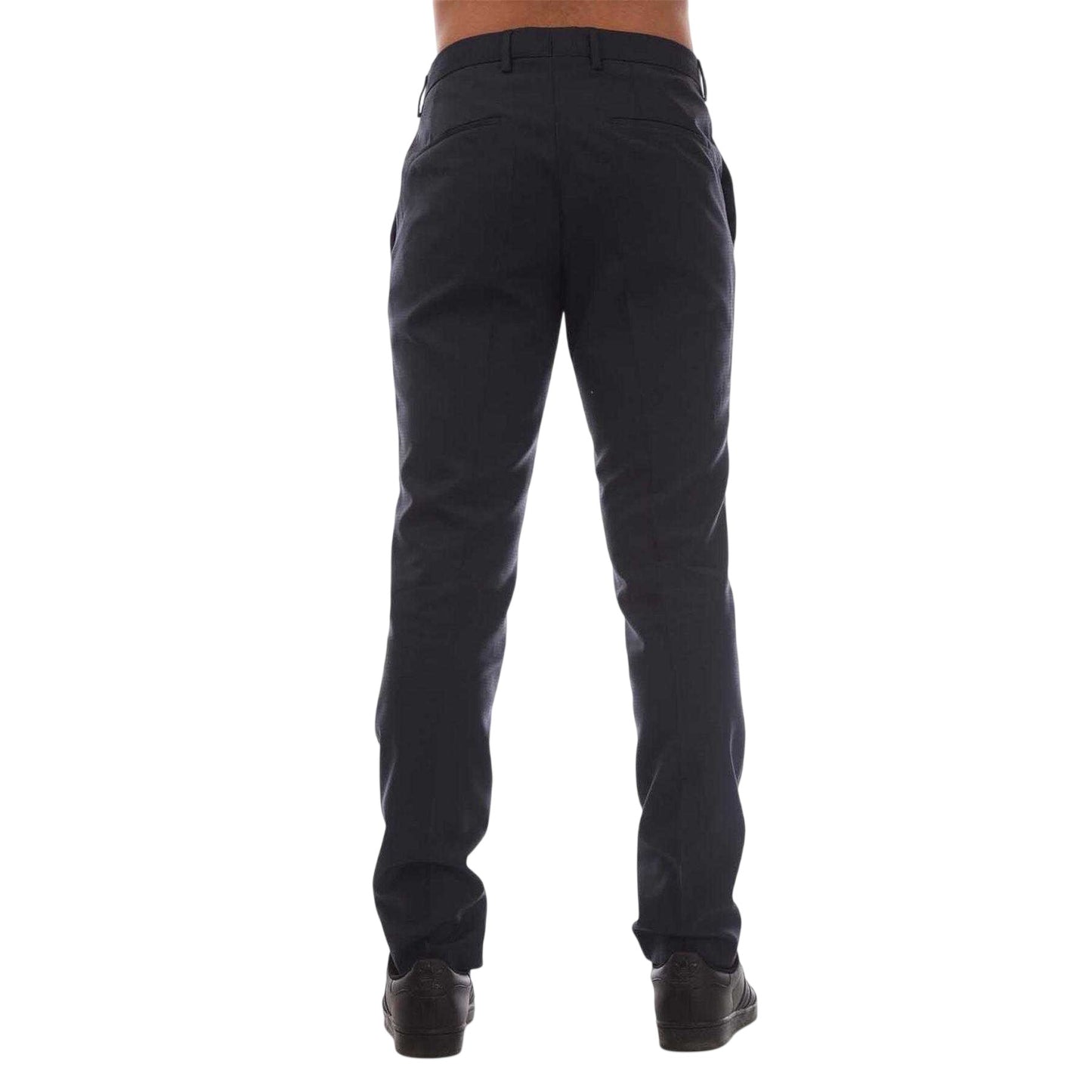 Dark Blue - Back - Hugo Mens Virgin Wool Slim Trousers