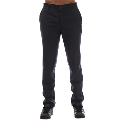 Dark Blue - Front - Hugo Mens Virgin Wool Slim Trousers