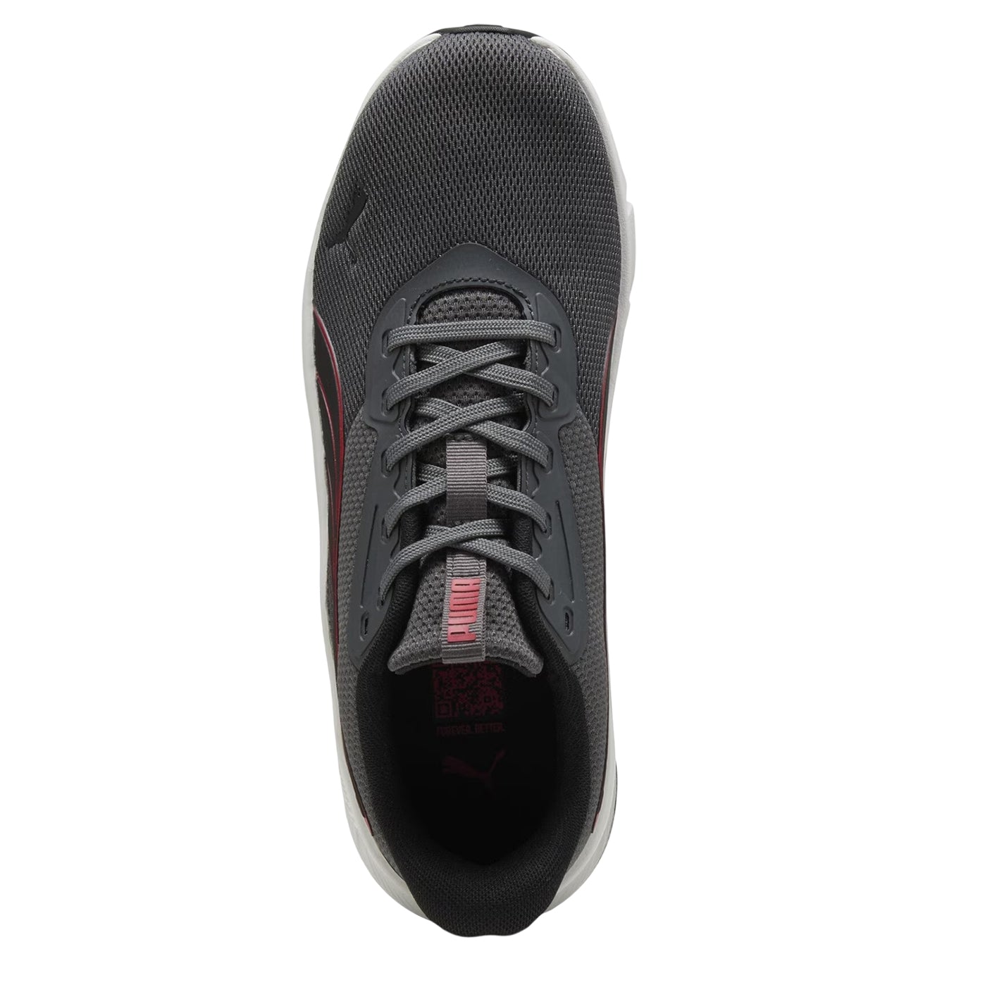 Grey-Red - Side - Puma Mens FlexFocus Lite Modern Lightweight Running Trainers