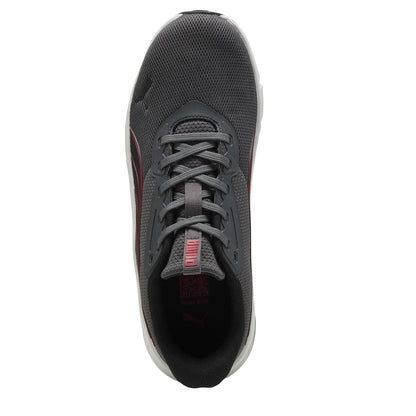 Grey-Red - Side - Puma Mens FlexFocus Lite Modern Lightweight Running Trainers
