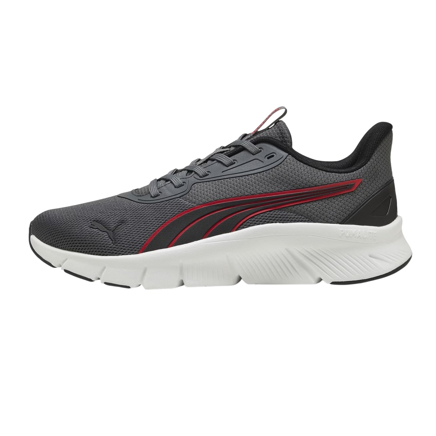 Grey-Red - Back - Puma Mens FlexFocus Lite Modern Lightweight Running Trainers