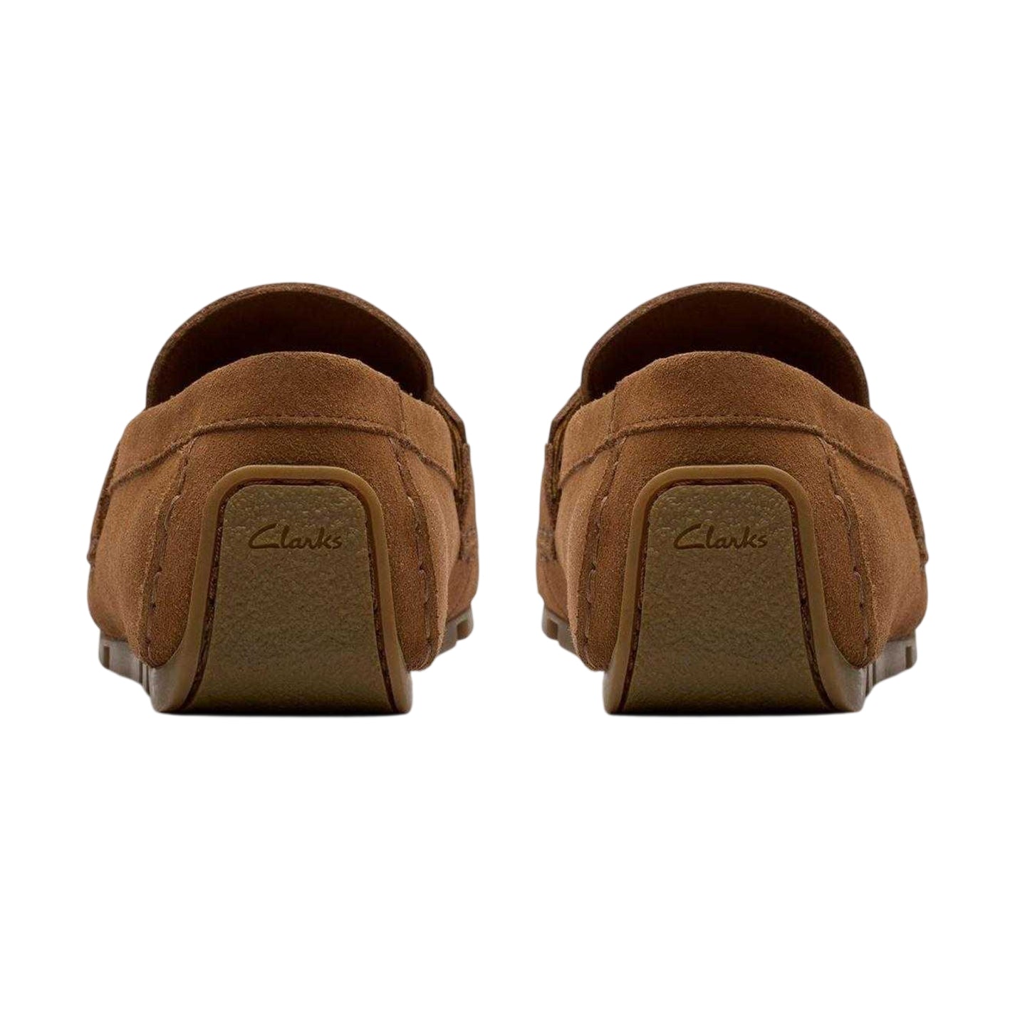 Brown - Back - Clarks Mens Corsley Bar Suede Penny Loafers