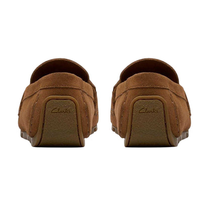 Brown - Back - Clarks Mens Corsley Bar Suede Penny Loafers
