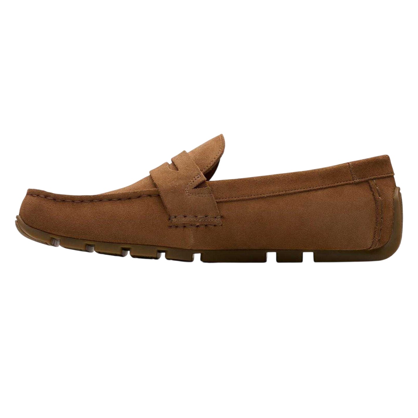 Brown - Lifestyle - Clarks Mens Corsley Bar Suede Penny Loafers