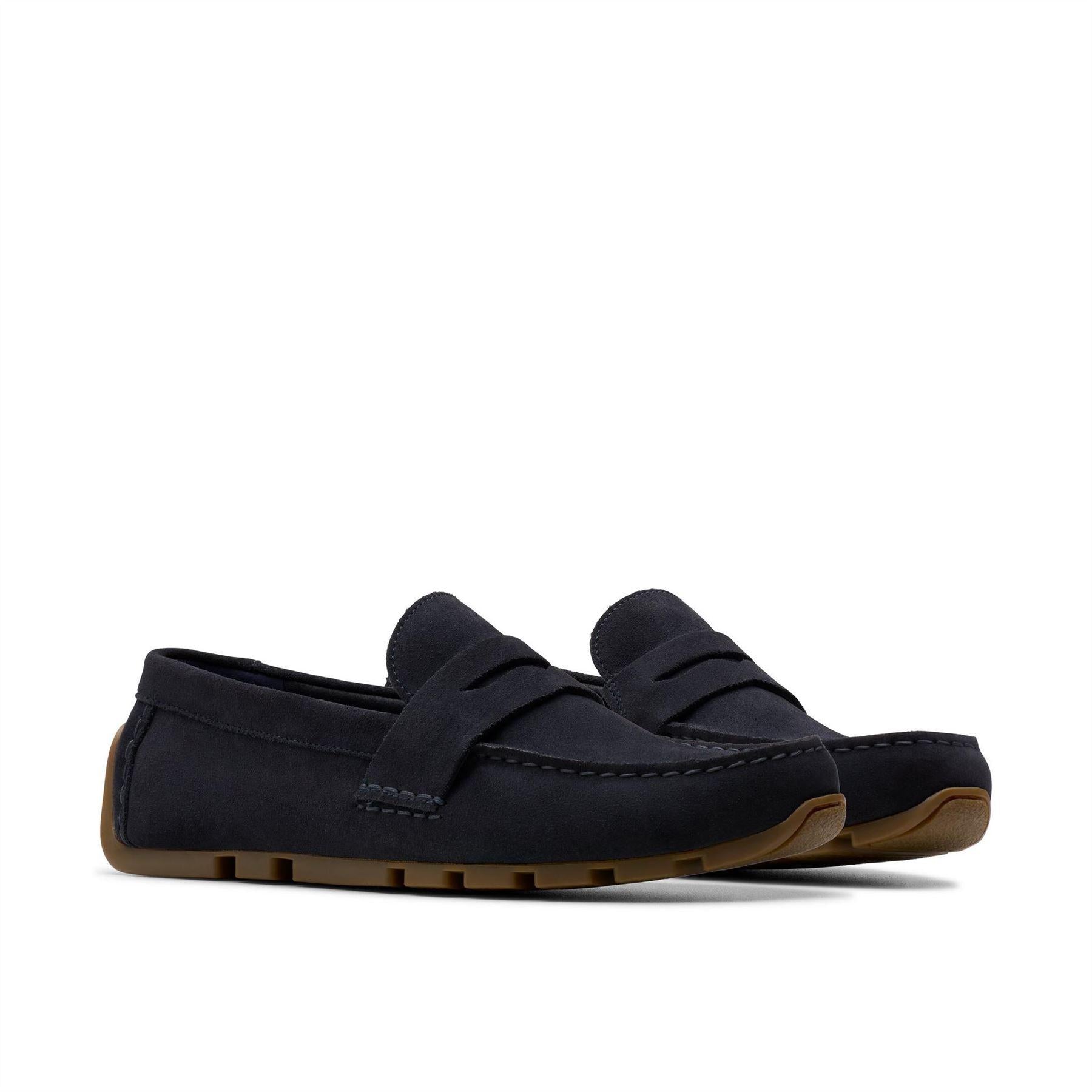 Navy - Lifestyle - Clarks Mens Corsley Bar Suede Penny Loafers