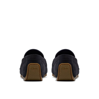 Navy - Pack Shot - Clarks Mens Corsley Bar Suede Penny Loafers