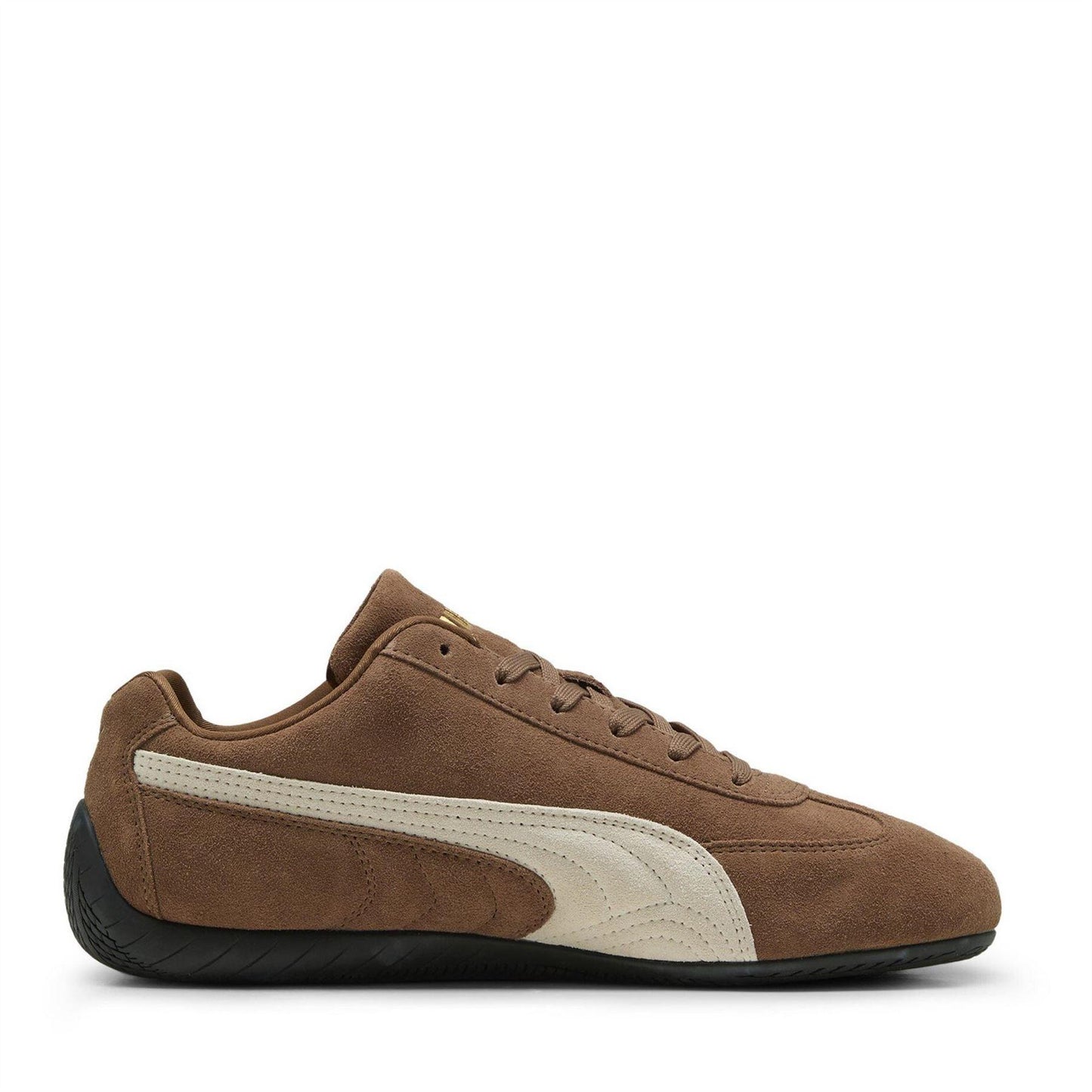 Coffee Brown-Light Beige - Pack Shot - Puma Mens Speedcat Cow Leather Trainers