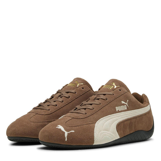 Coffee Brown-Light Beige - Front - Puma Mens Speedcat Cow Leather Trainers