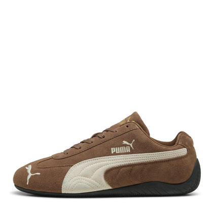 Coffee Brown-Light Beige - Back - Puma Mens Speedcat Cow Leather Trainers