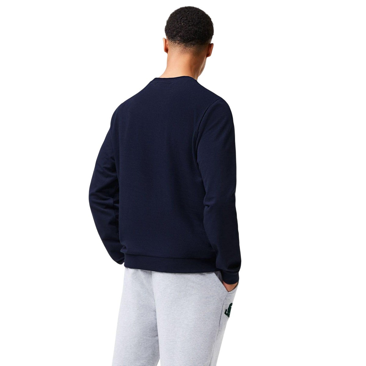 Navy - Back - Lacoste Mens Fleece Lounge Sweatshirt