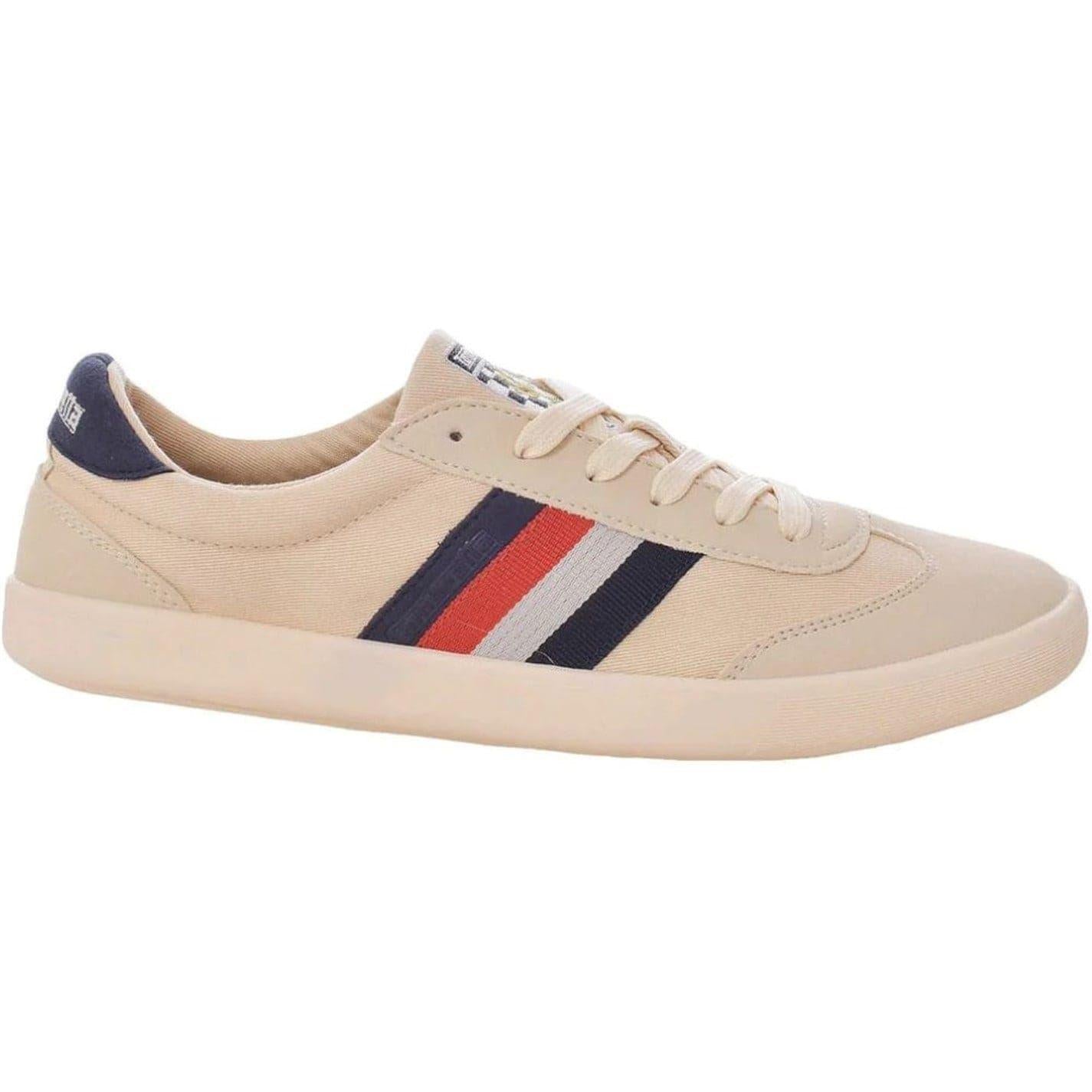Off White-Beige - Front - Lambretta Mens Canvas Boat Shoes