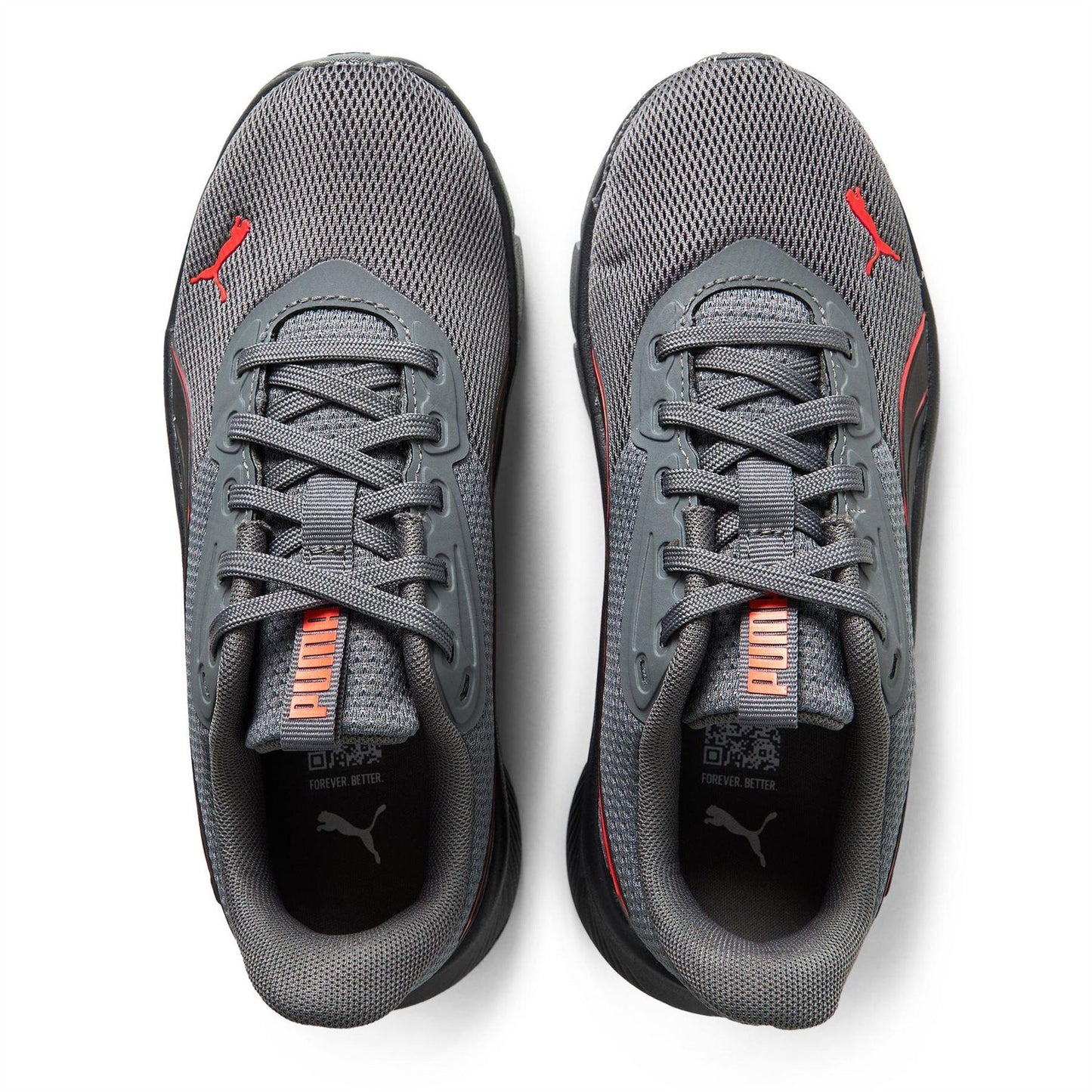 Grey-Red - Lifestyle - Puma Childrens-Kids FlexFocus Lightweight Flat Trainers