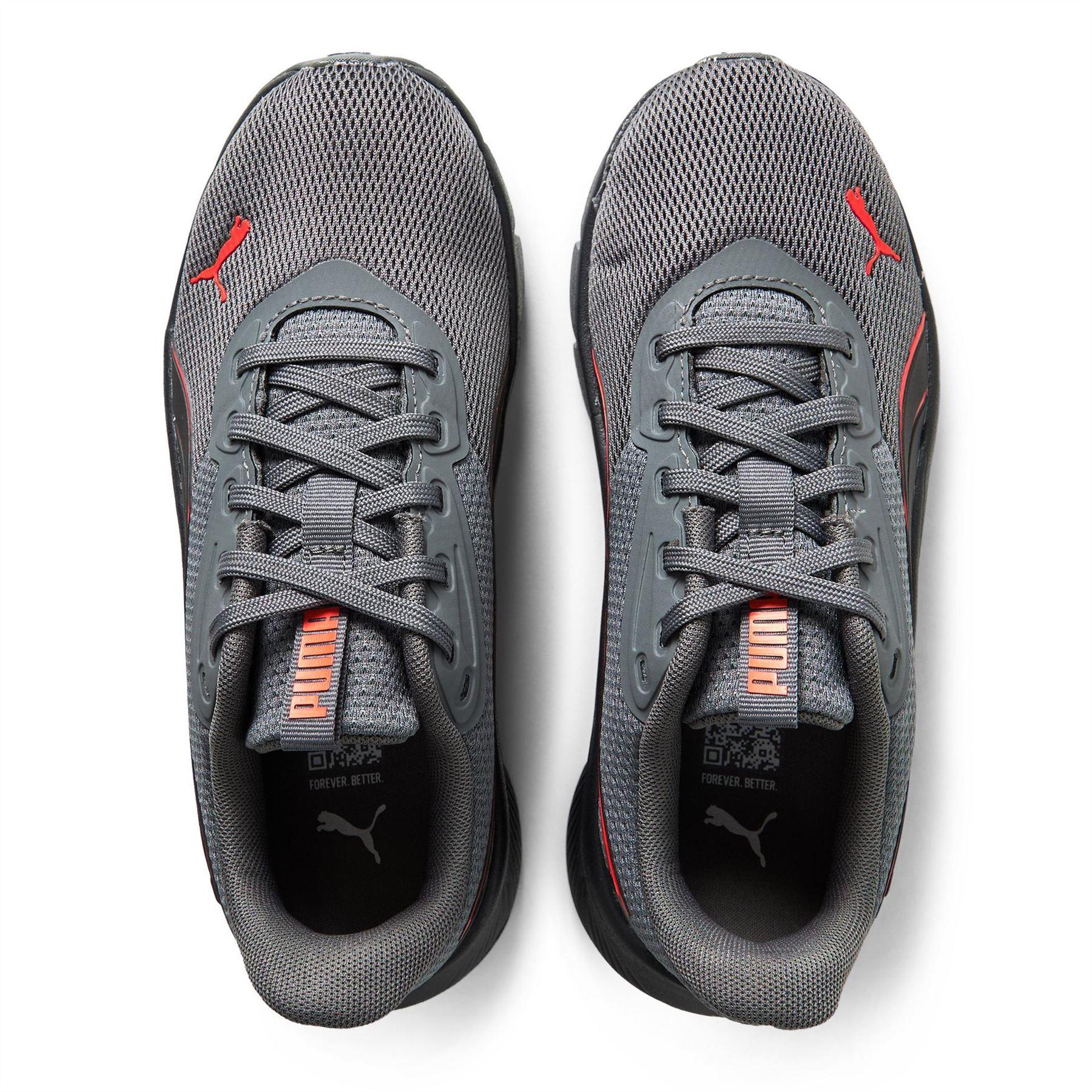 Grey-Red - Lifestyle - Puma Childrens-Kids FlexFocus Lightweight Flat Trainers