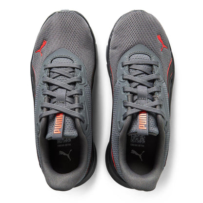Grey-Red - Lifestyle - Puma Childrens-Kids FlexFocus Lightweight Flat Trainers