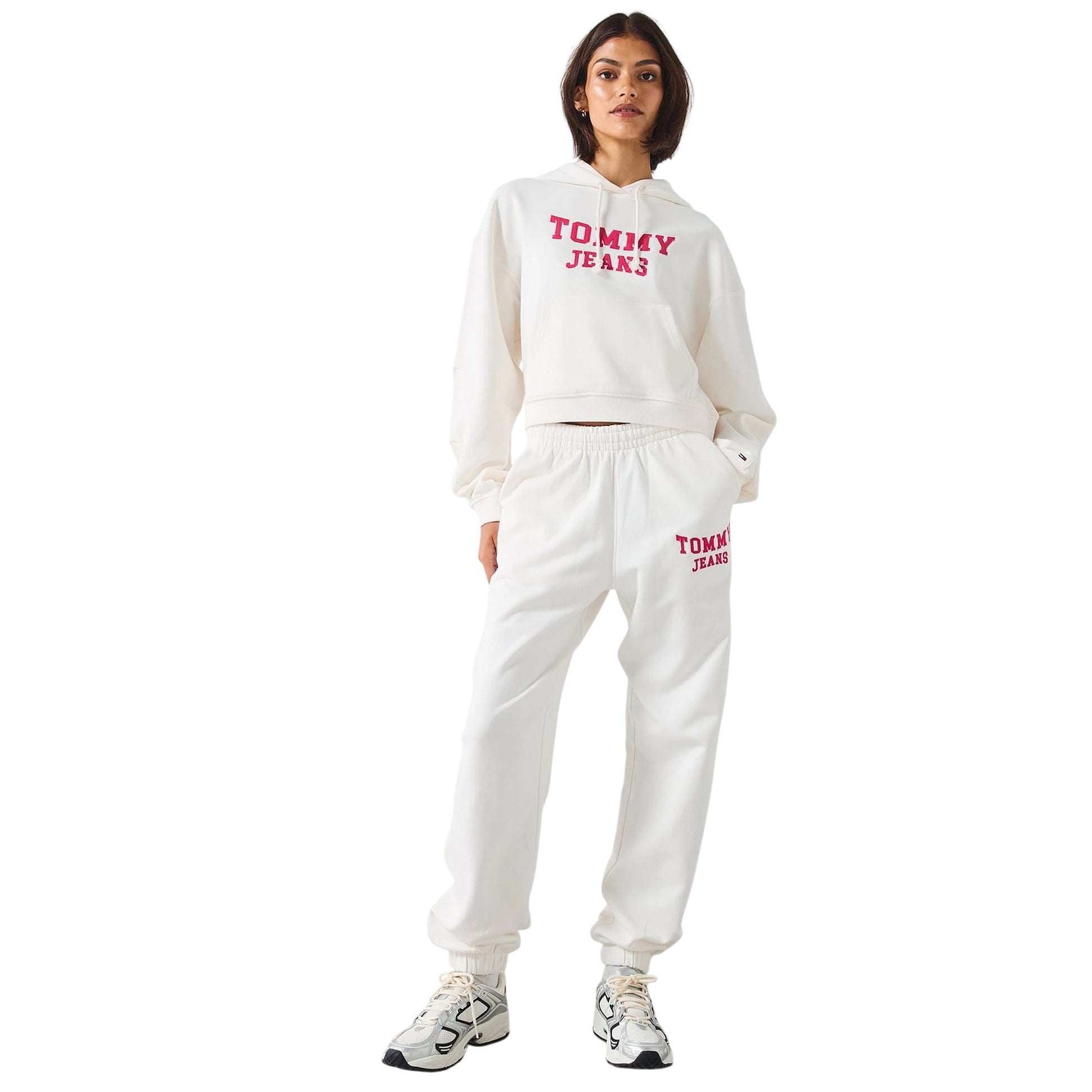 White - Side - Tommy Jeans Womens-Ladies Varsity Regular Joggers
