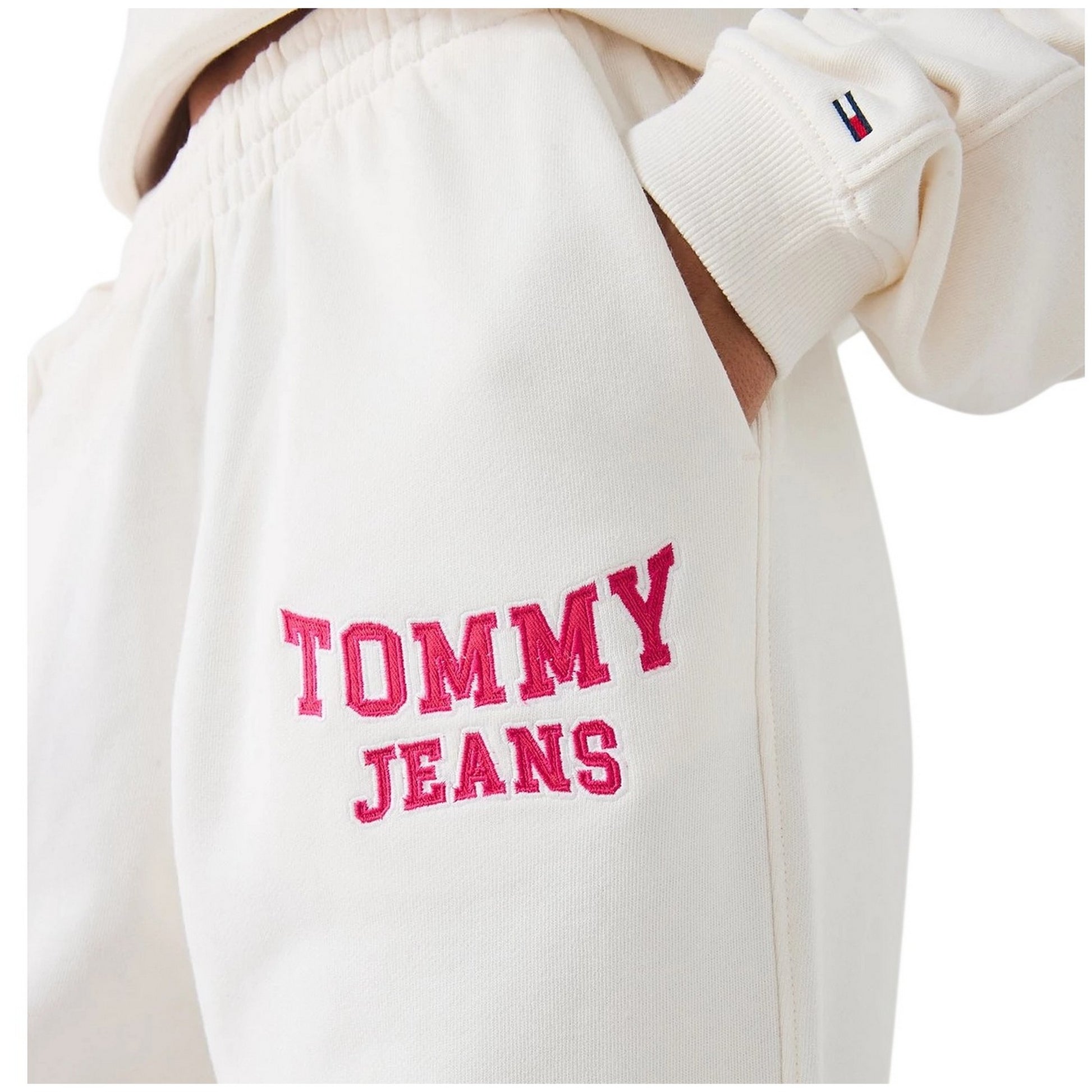 White - Pack Shot - Tommy Jeans Womens-Ladies Varsity Regular Joggers