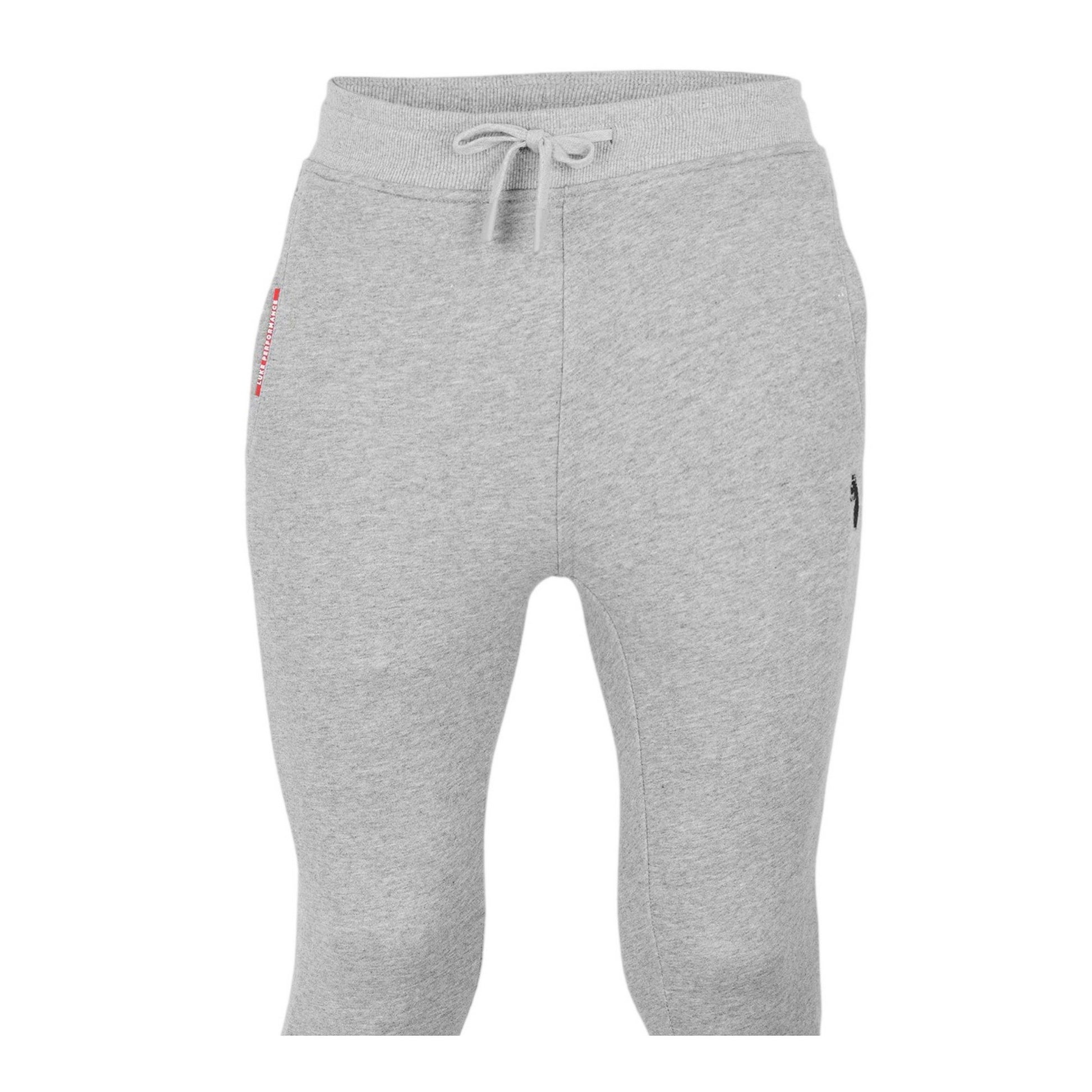 Mid Grey Marl - Side - Luke Mens Cotton Blend Slim Joggers