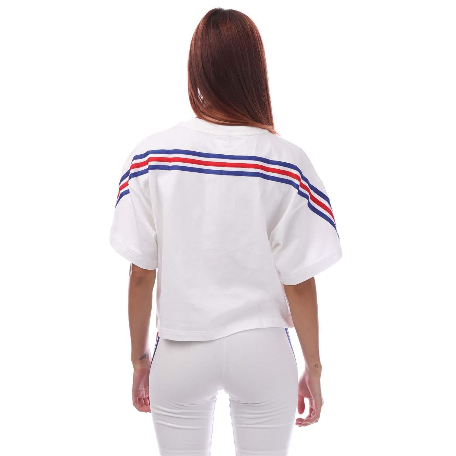 White - Back - Adidas Womens-Ladies Future Icons 3 Stripes T-Shirt