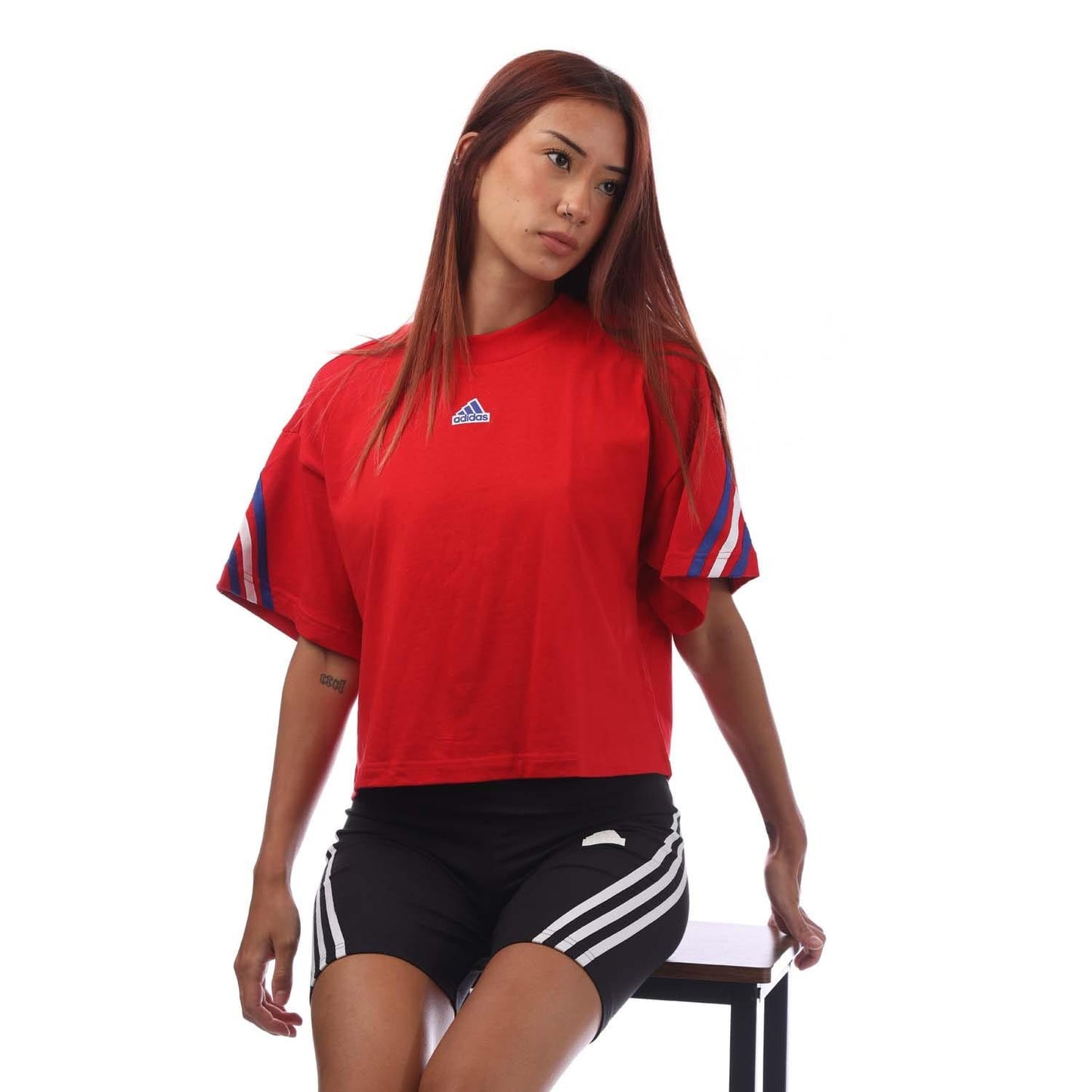 Red - Lifestyle - Adidas Womens-Ladies Future Icons 3 Stripes T-Shirt