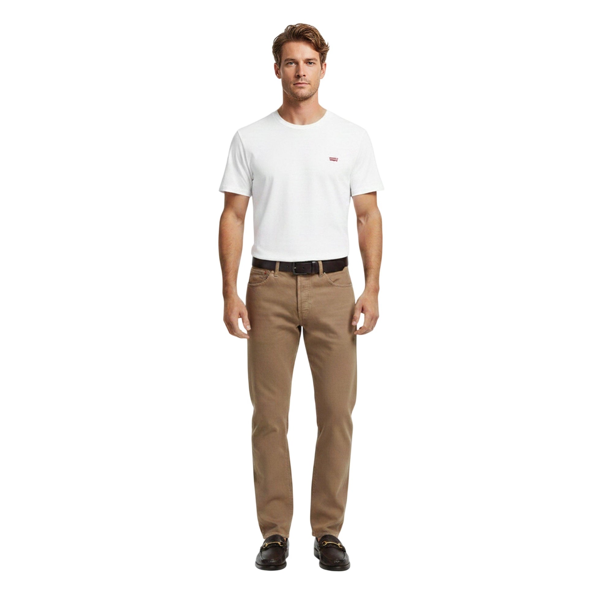 All Beige - Side - Levis Mens 501 Original Denim Jeans