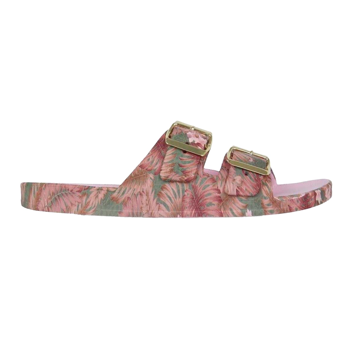 Pink-Green - Front - Biba Womens-Ladies Biba Double Strap Sliders