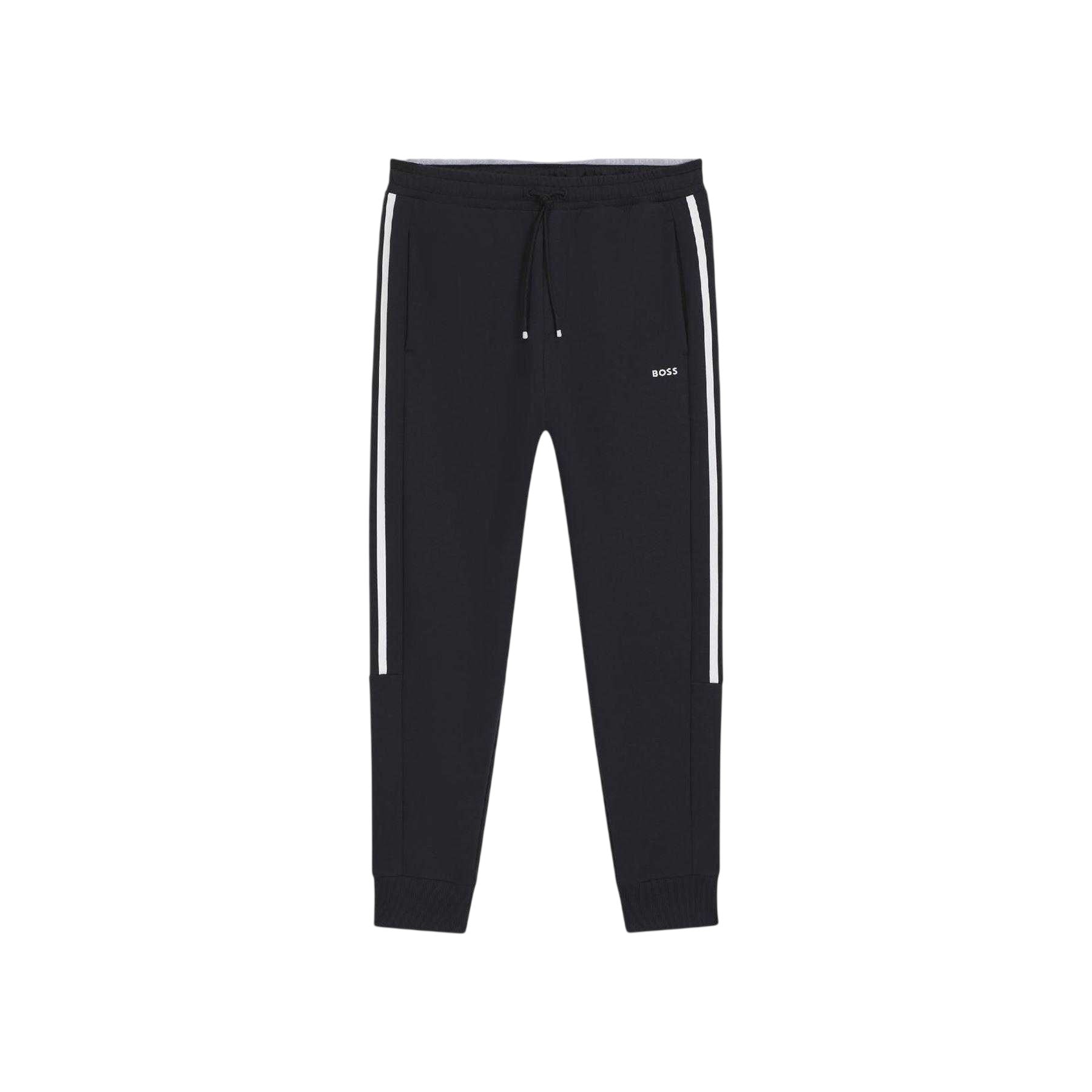 Dark Blue - Front - Boss Mens Hadikonos Side Stripe Tapered Joggers