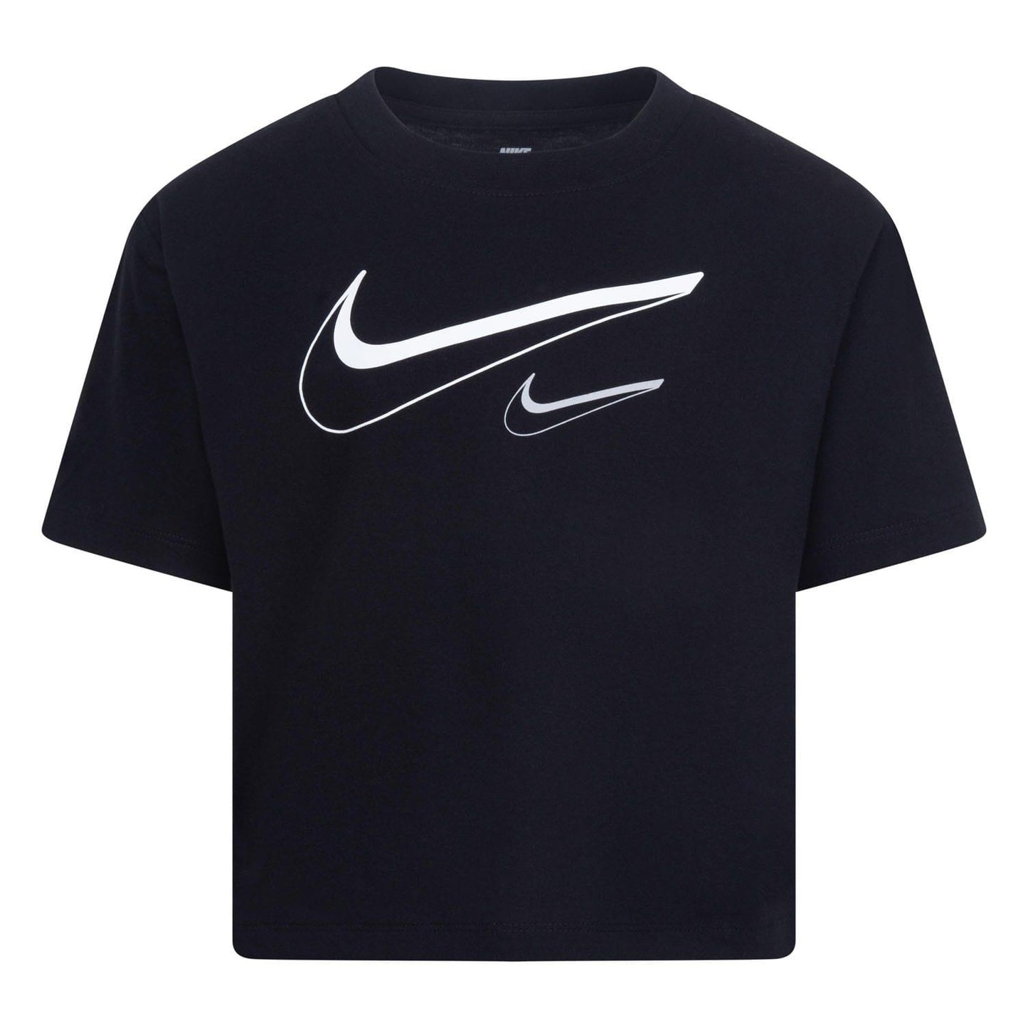 Black - Front - Nike Girls Swoosh Boxy T-Shirt