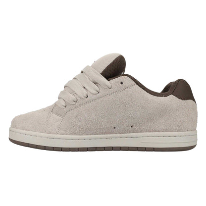 Taupe-White - Side - DC Mens Gaveler Suede Flat Skate Shoes