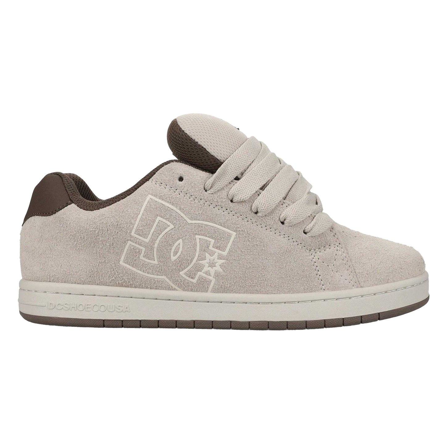 Taupe-White - Front - DC Mens Gaveler Suede Flat Skate Shoes