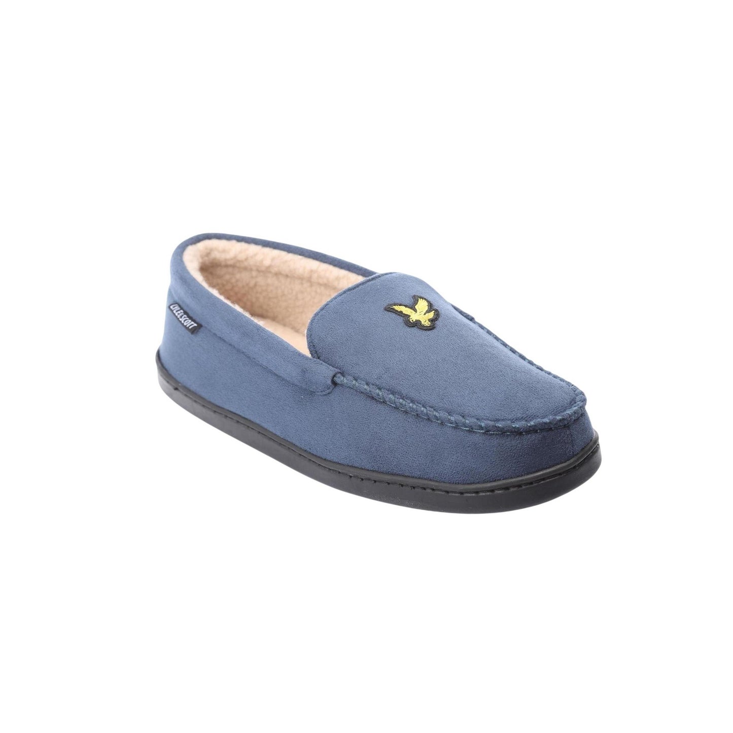 Navy - Front - Lyle & Scott Mens Aspen Faux Suede Moccasin Slippers
