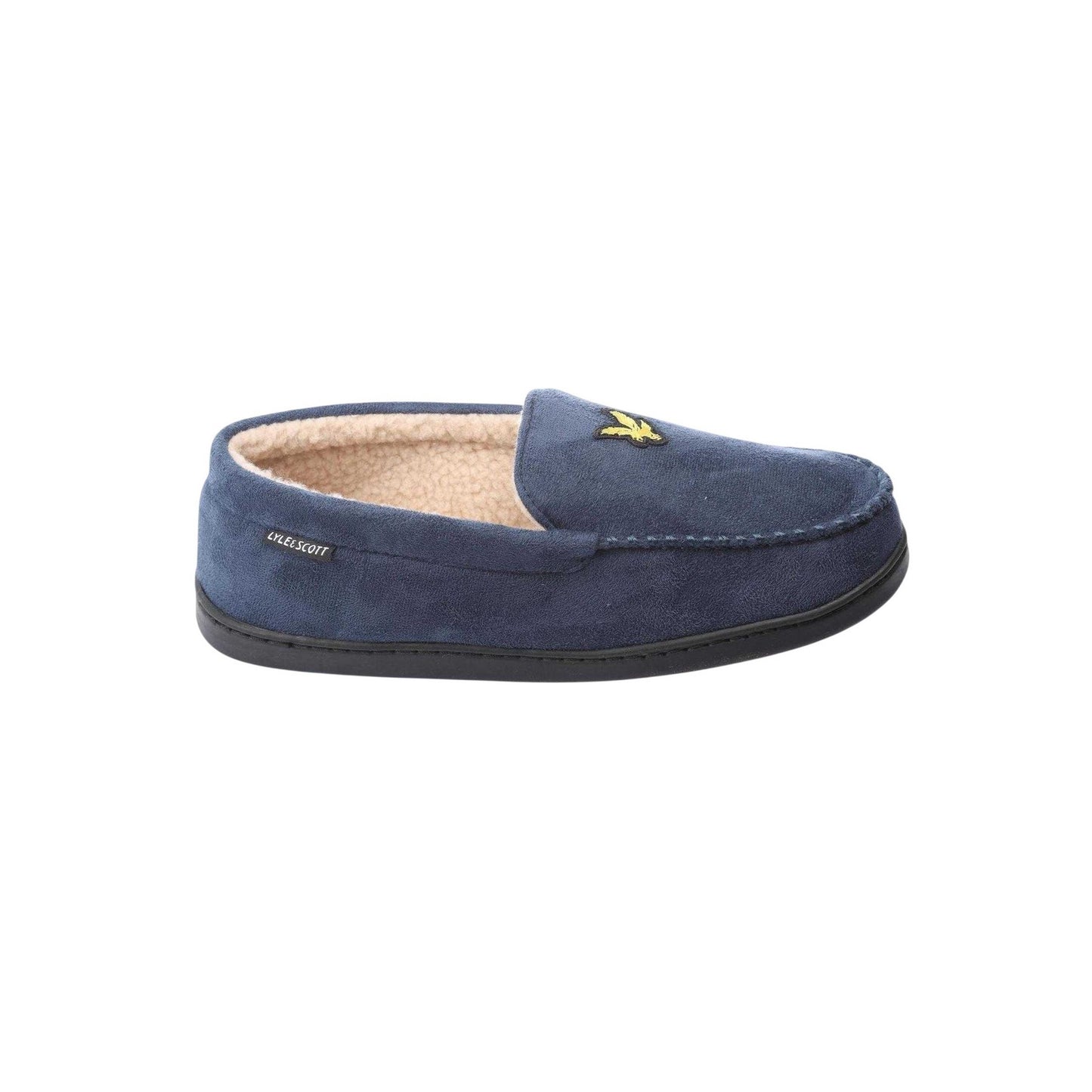 Navy - Back - Lyle & Scott Mens Aspen Faux Suede Moccasin Slippers