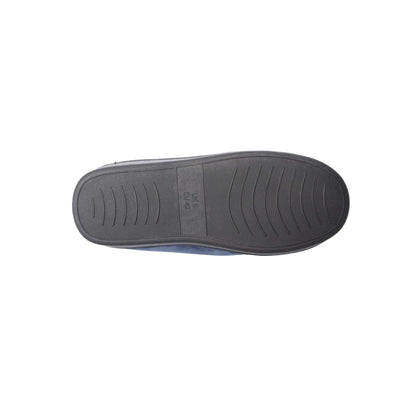 Navy - Side - Lyle & Scott Mens Aspen Faux Suede Moccasin Slippers