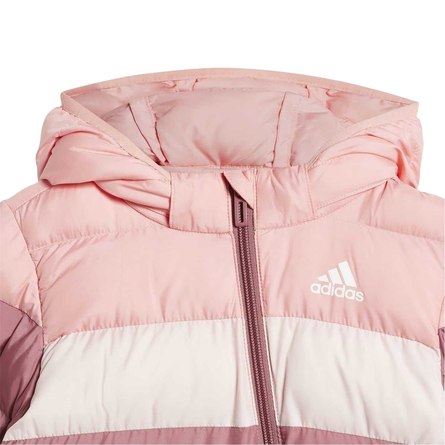 Pink-Crimson - Side - Adidas Childrens-Kids Horizontal Stripe Regular Snowsuit