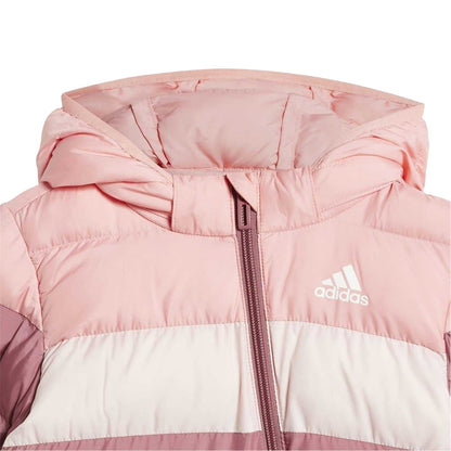 Pink-Crimson - Side - Adidas Childrens-Kids Horizontal Stripe Regular Snowsuit
