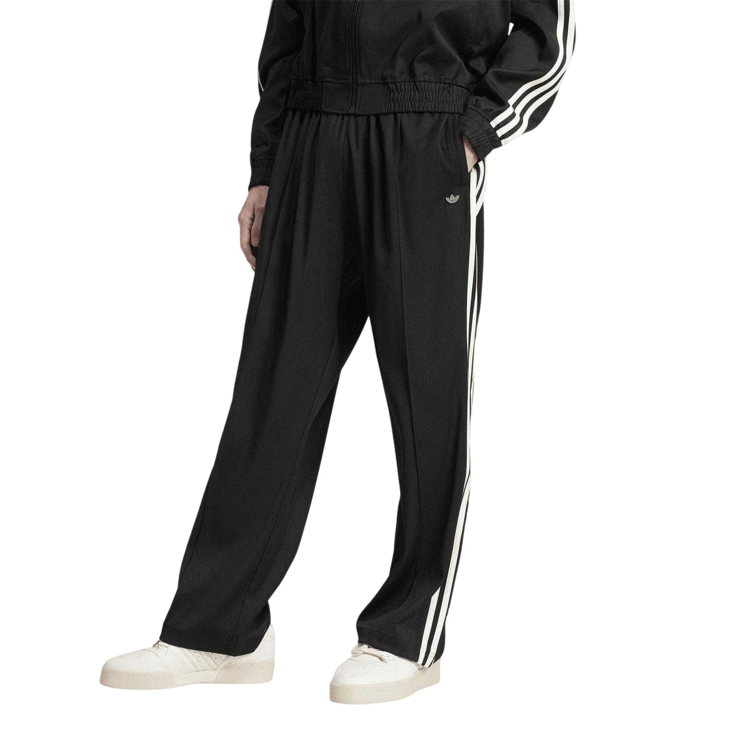Black - Side - Adidas Mens Woven Baggy Tracksuit Bottoms