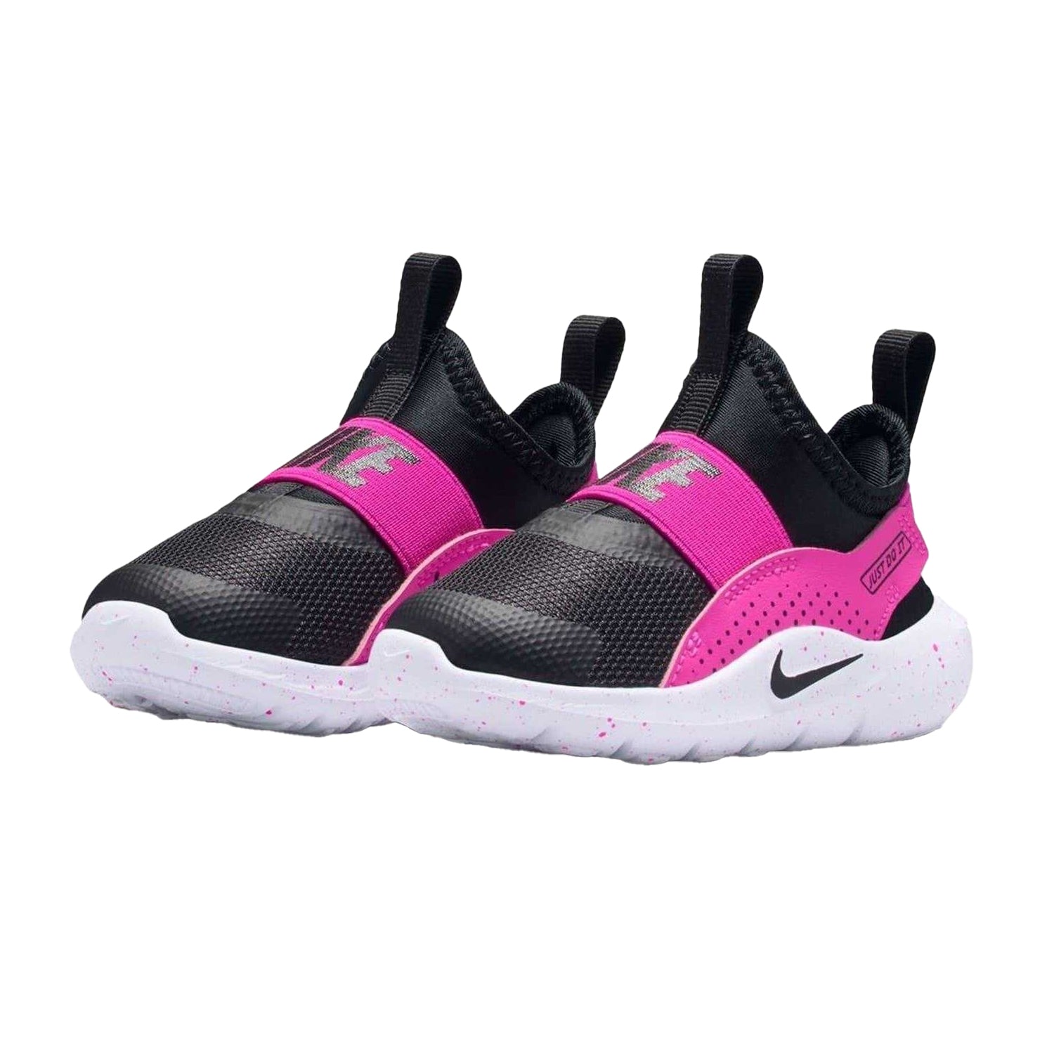 Black-Pink - Pack Shot - Nike Childrens-Kids Flex Runner 4 Flat Trainers