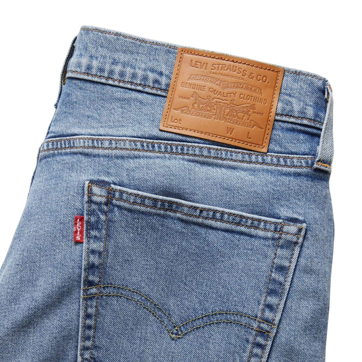 Blue - Lifestyle - Levis Mens 514 Left Alone Leather Patch Straight Leg Jeans