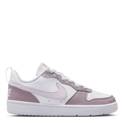White-Plum-Fog - Front - Nike Childrens-Kids Court Borough 2 Leopard Print Shoes