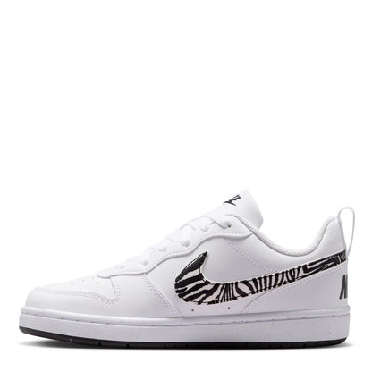 White - Back - Nike Childrens-Kids Court Borough 2 Leopard Print Shoes