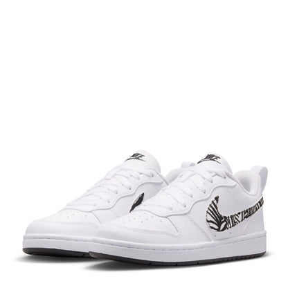White - Side - Nike Childrens-Kids Court Borough 2 Leopard Print Shoes