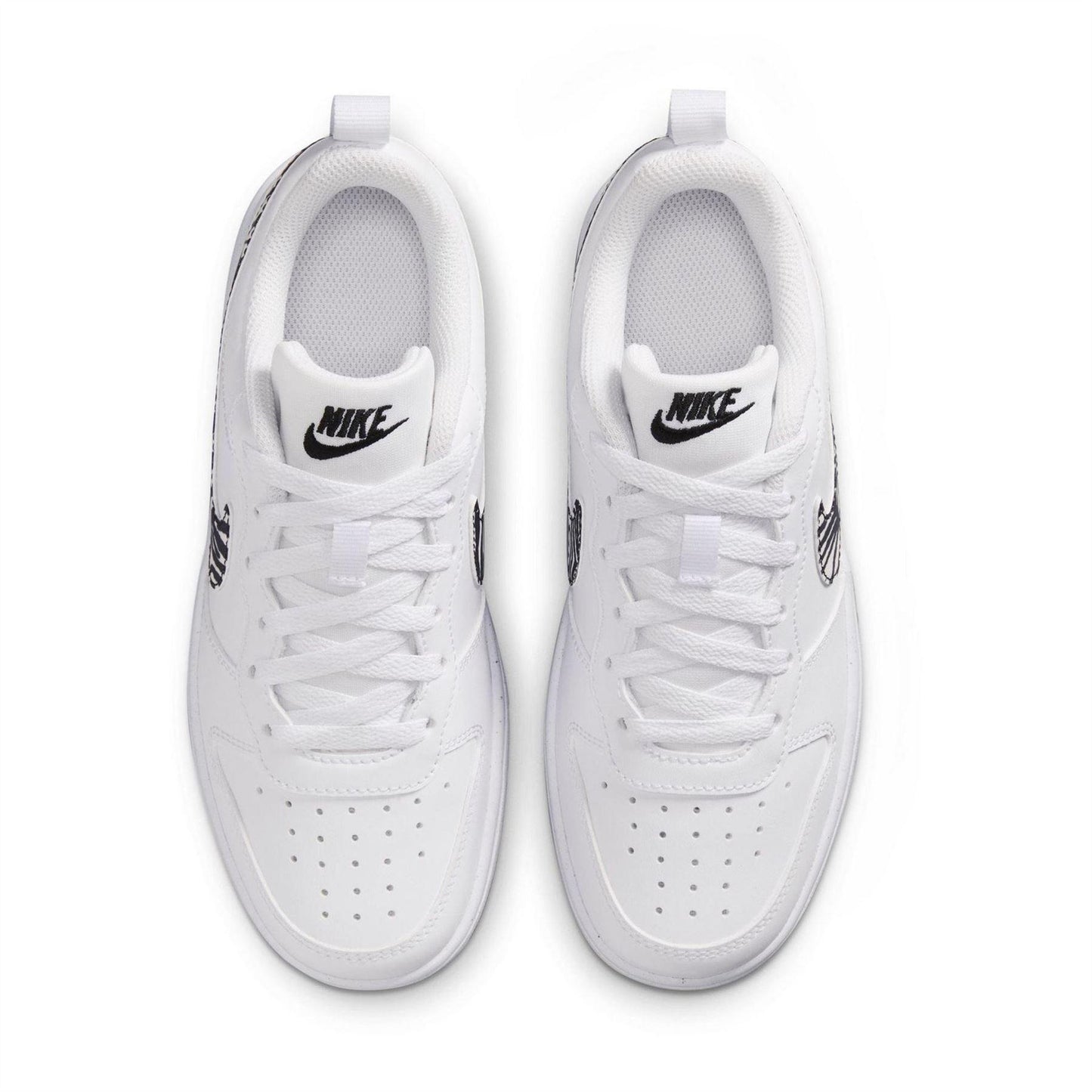 White - Pack Shot - Nike Childrens-Kids Court Borough 2 Leopard Print Shoes