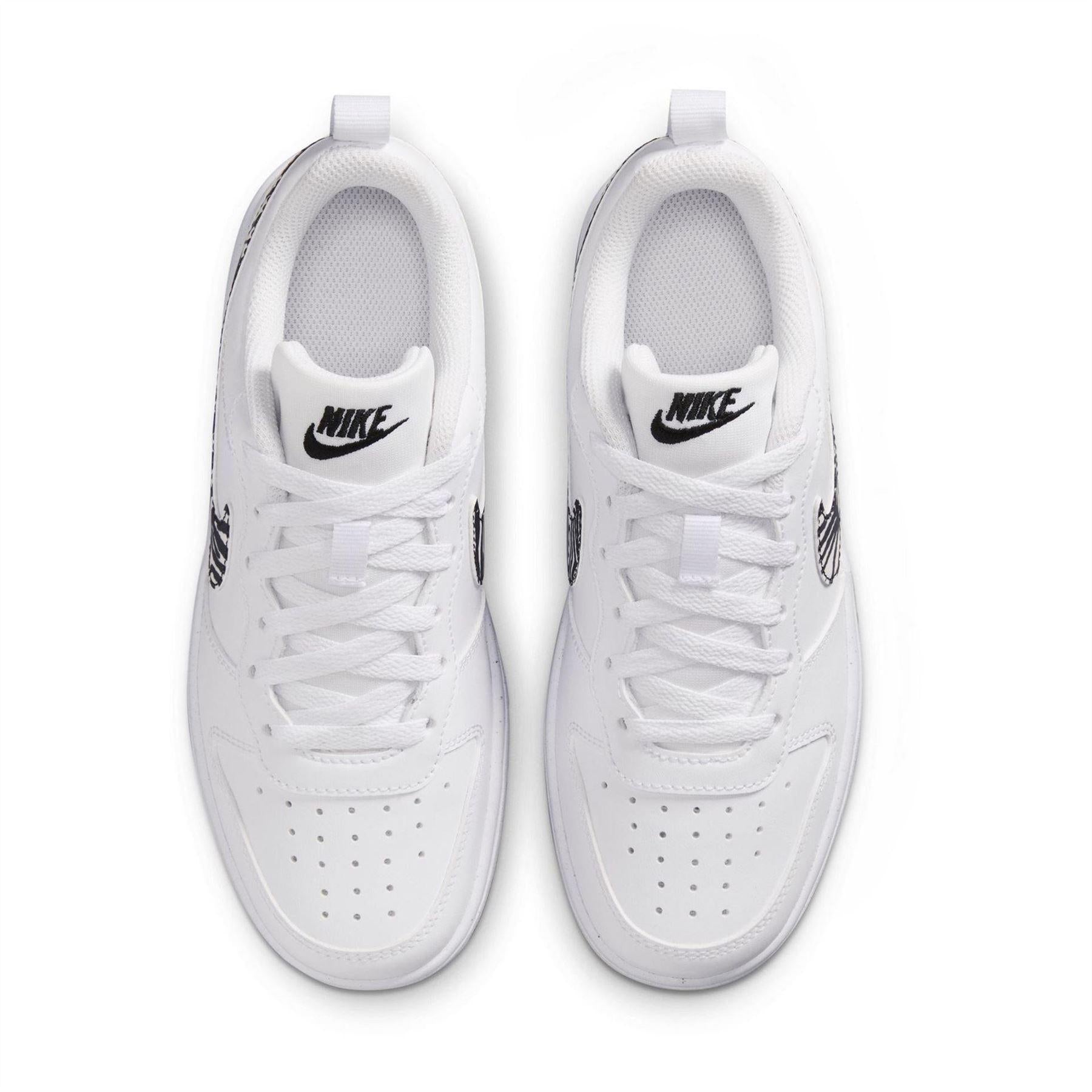 White - Pack Shot - Nike Childrens-Kids Court Borough 2 Leopard Print Shoes